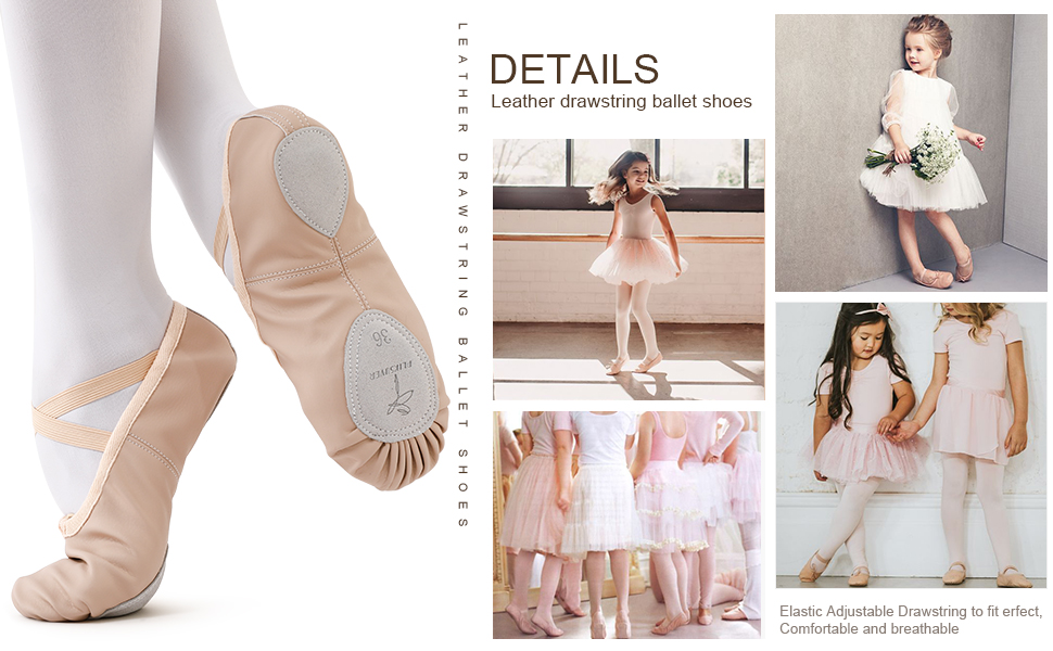 Chaussures de Danse Classiques en Cuir Chaussures de Ballet Plates Chaussures de Gymnastique